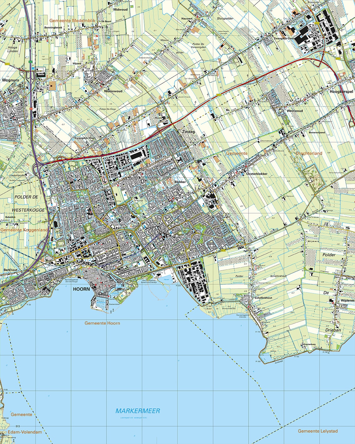 Topografische Kaart 19F Hoorn digitaal