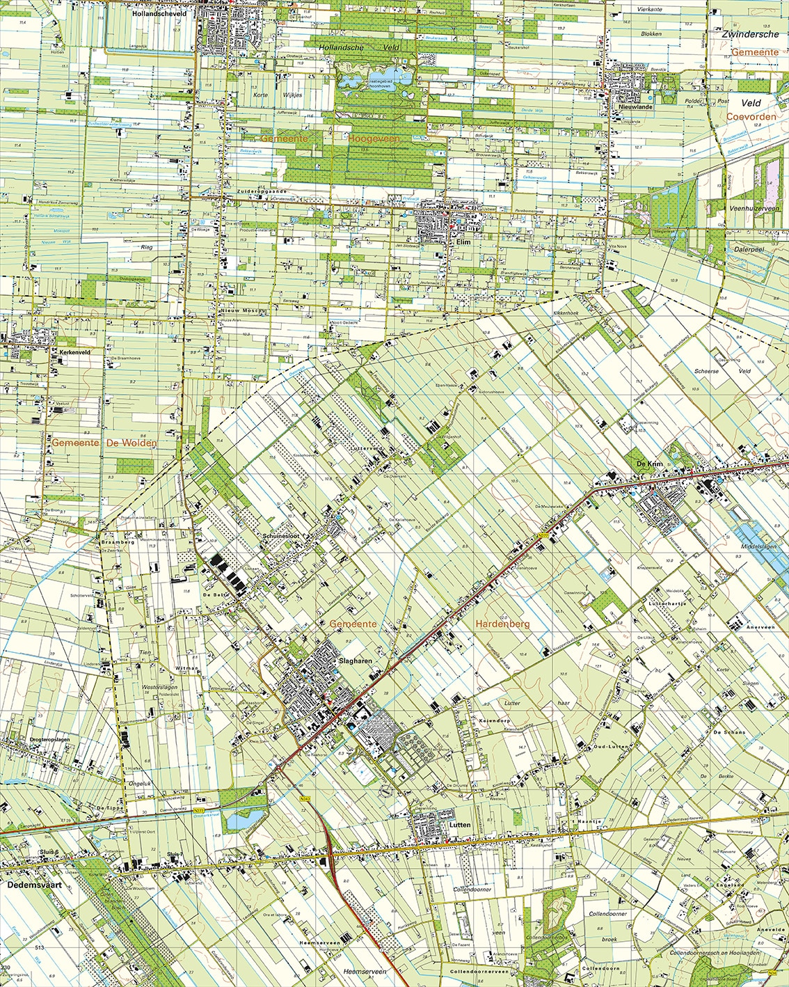 Topografische Kaart 22B Slagharen digitaal