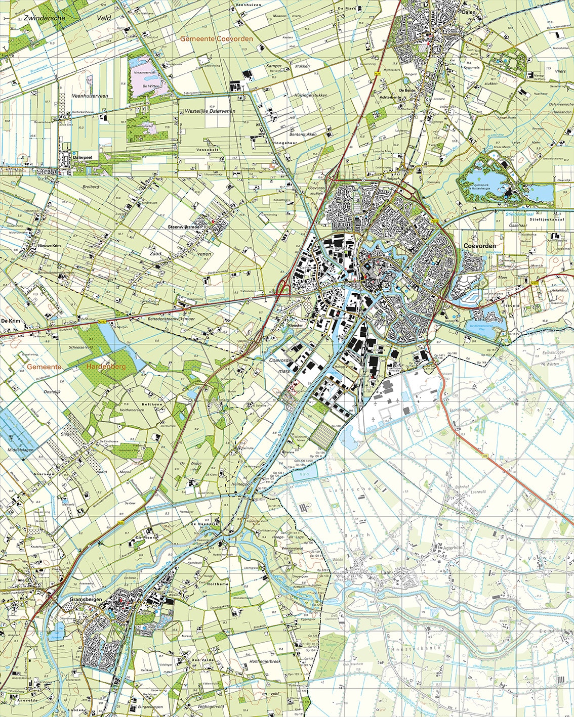 Topografische Kaart 22E Coevorden digitaal