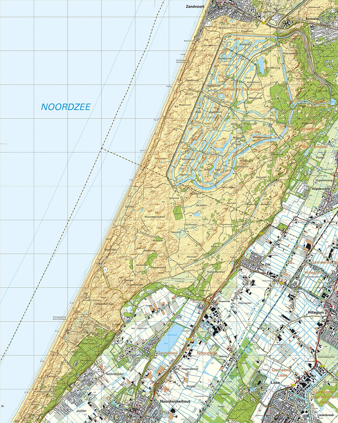 Topografische Kaart 24H Noordwijkerhout digitaal