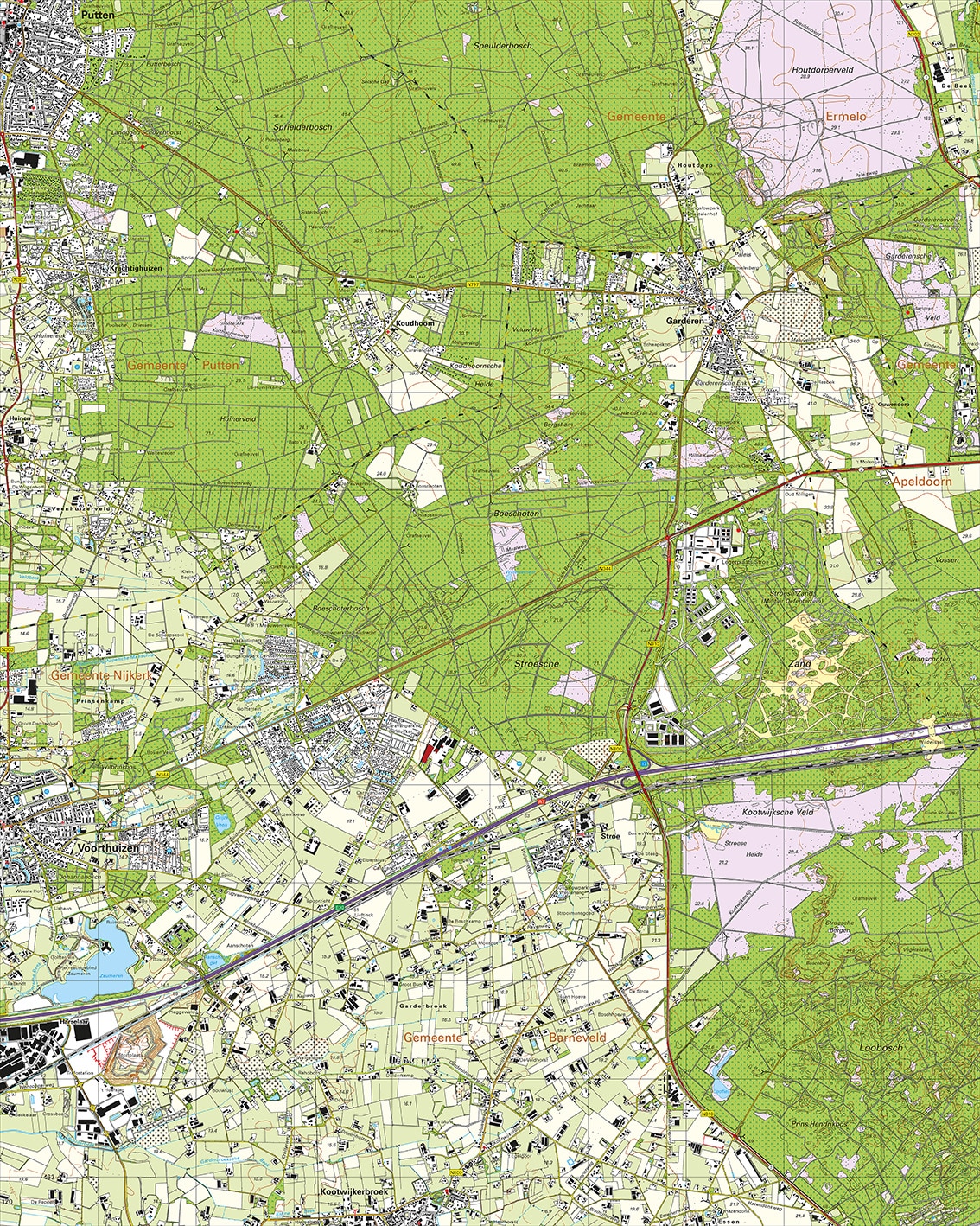 Topografische Kaart 32F Garderen digitaal
