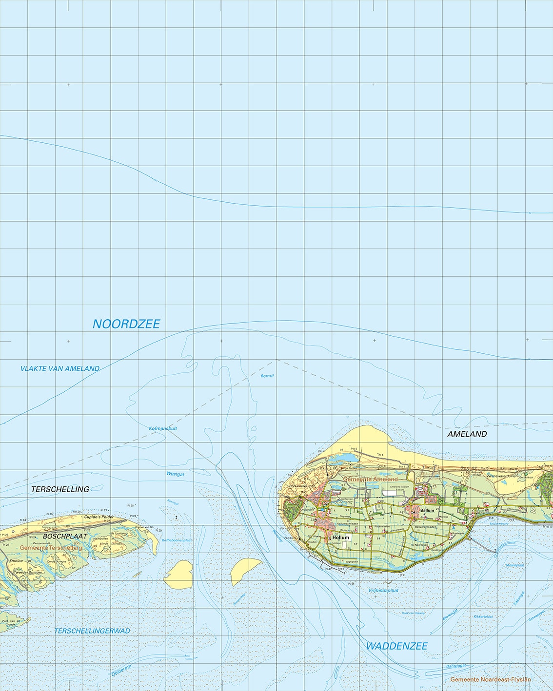 Topografische kaart 01O Ameland digitaal