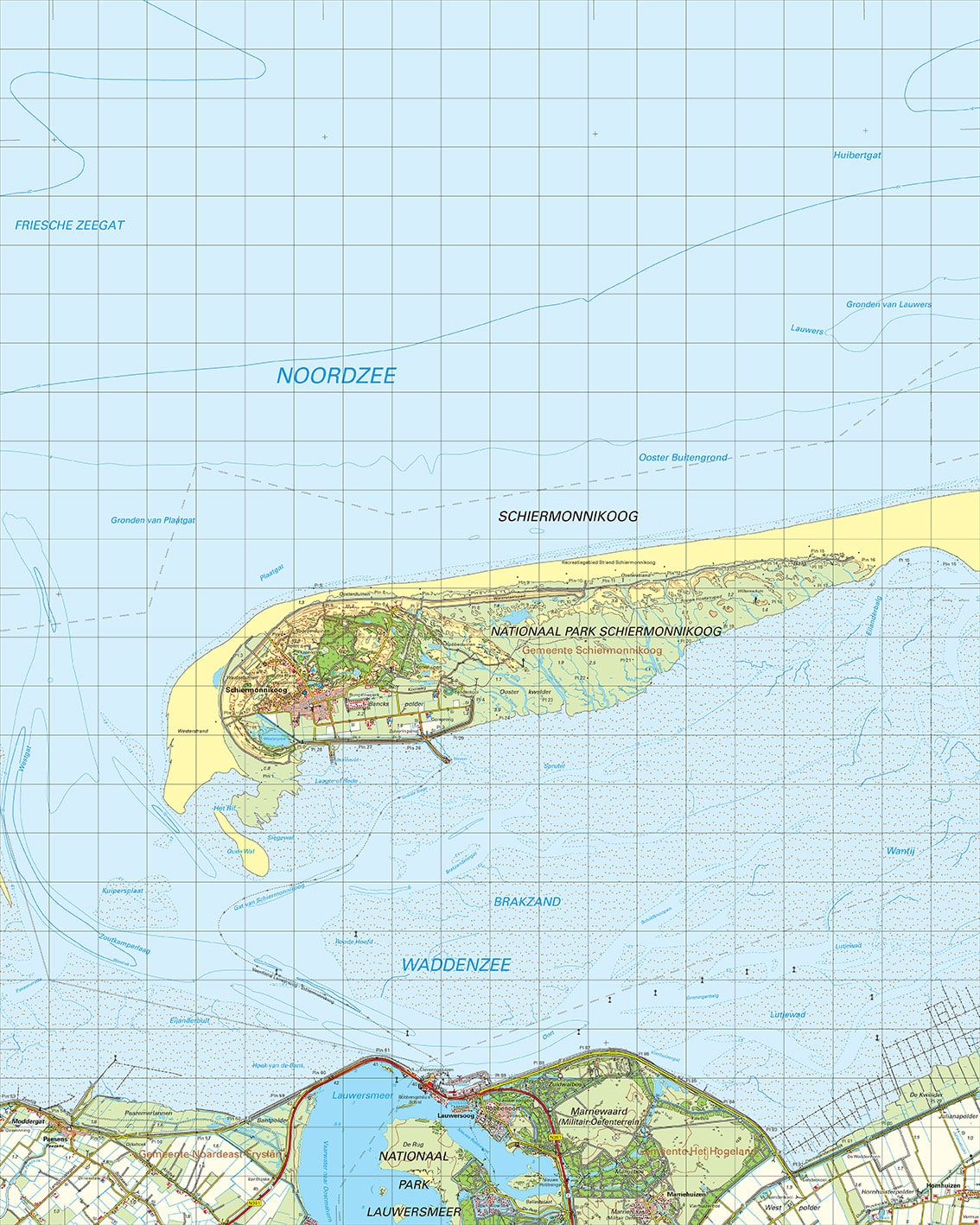 Topografische kaart 02O Schiermonnikoog digitaal