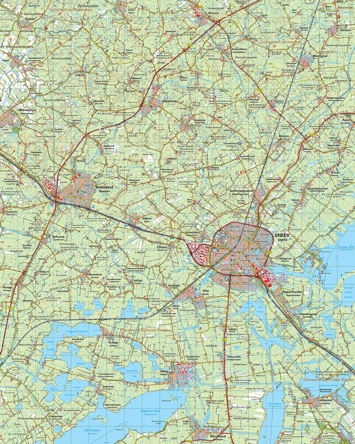 Topografische kaart 10O Sneek digitaal