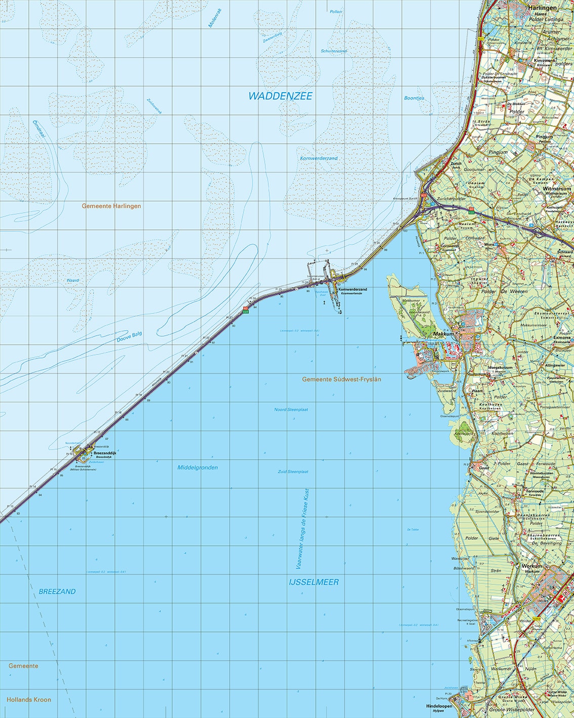 Topografische kaart 10W Makkum digitaal