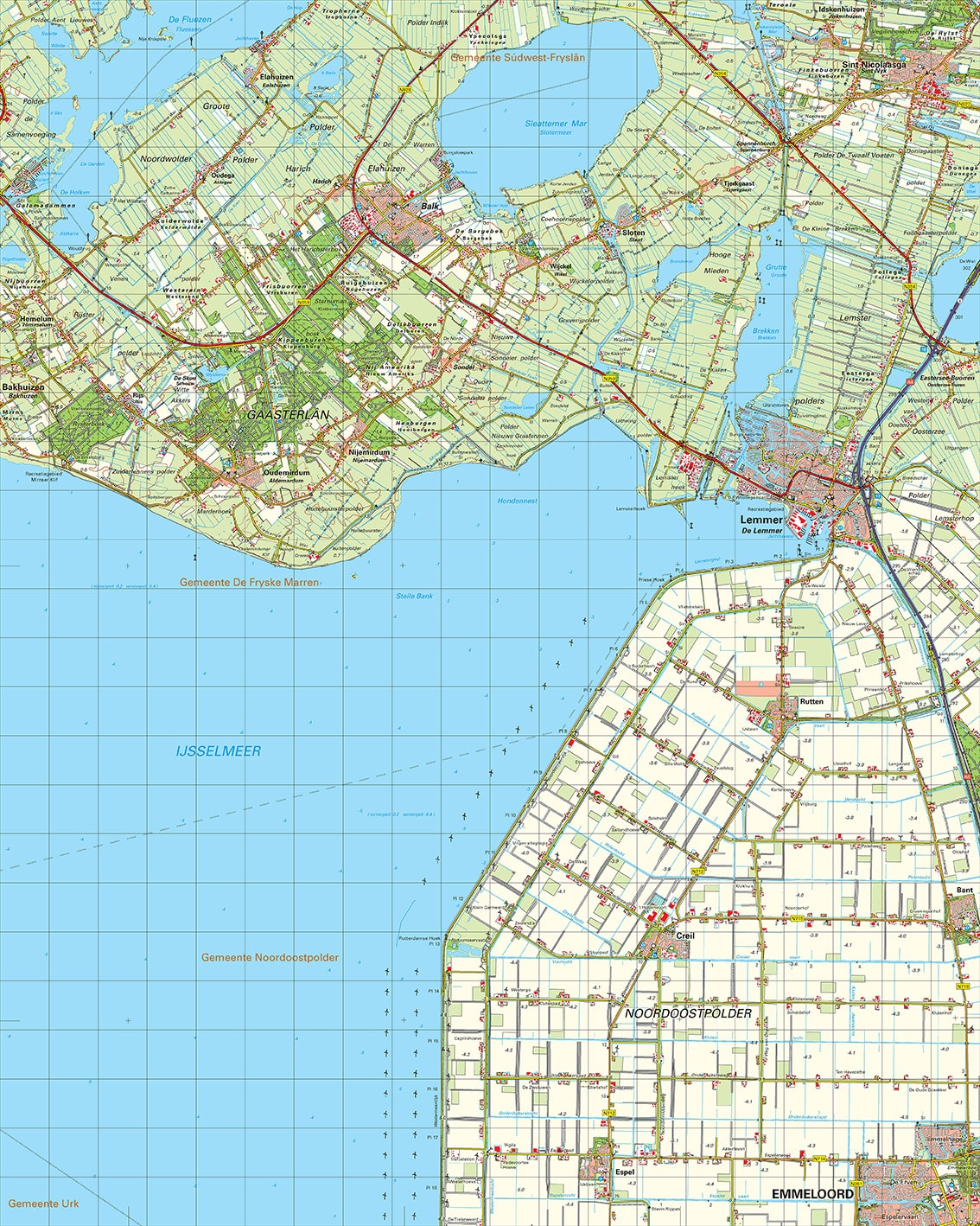 Topografische kaart 15O Lemmer digitaal