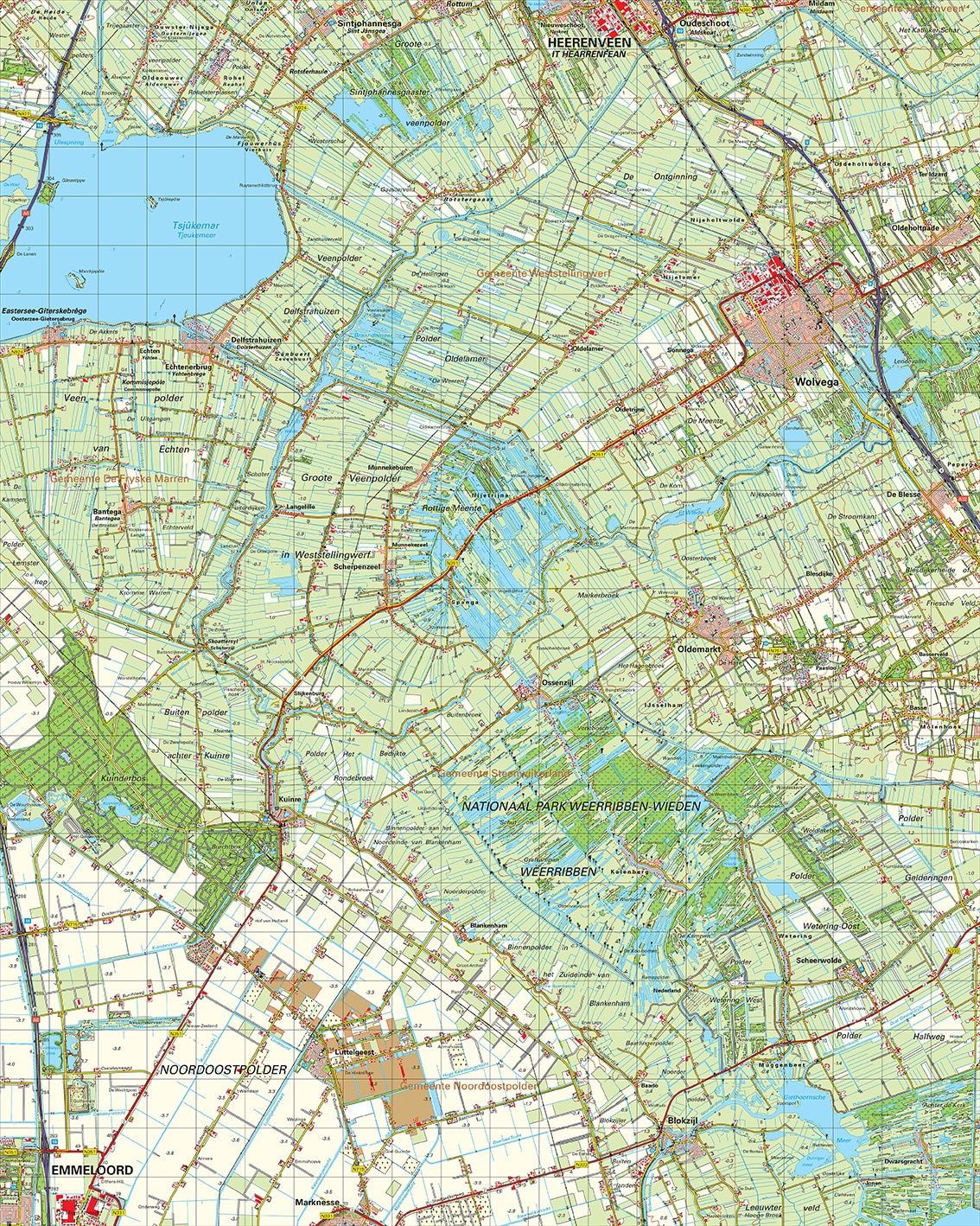 Topografische kaart 16W Wolvega digitaal
