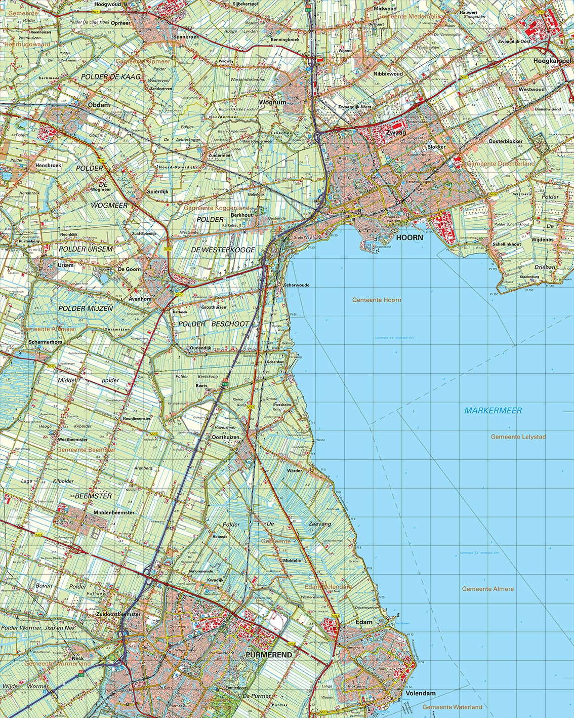 Topografische kaart 19O Hoorn digitaal