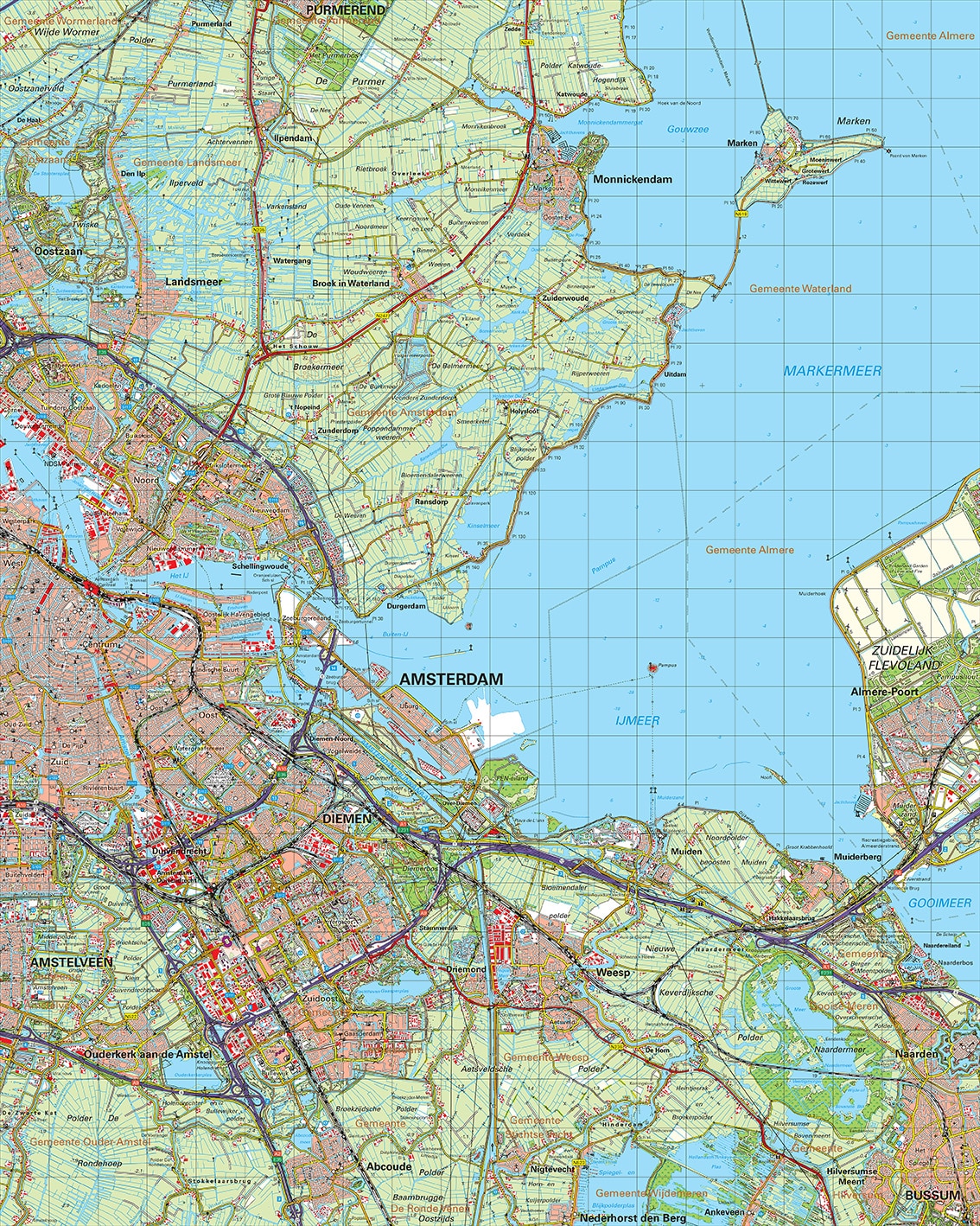 Topografische kaart 25O Amsterdam digitaal