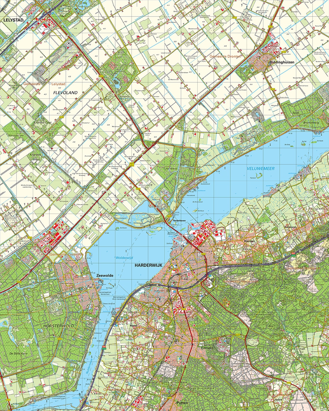 Topografische kaart 26O Harderwijk digitaal