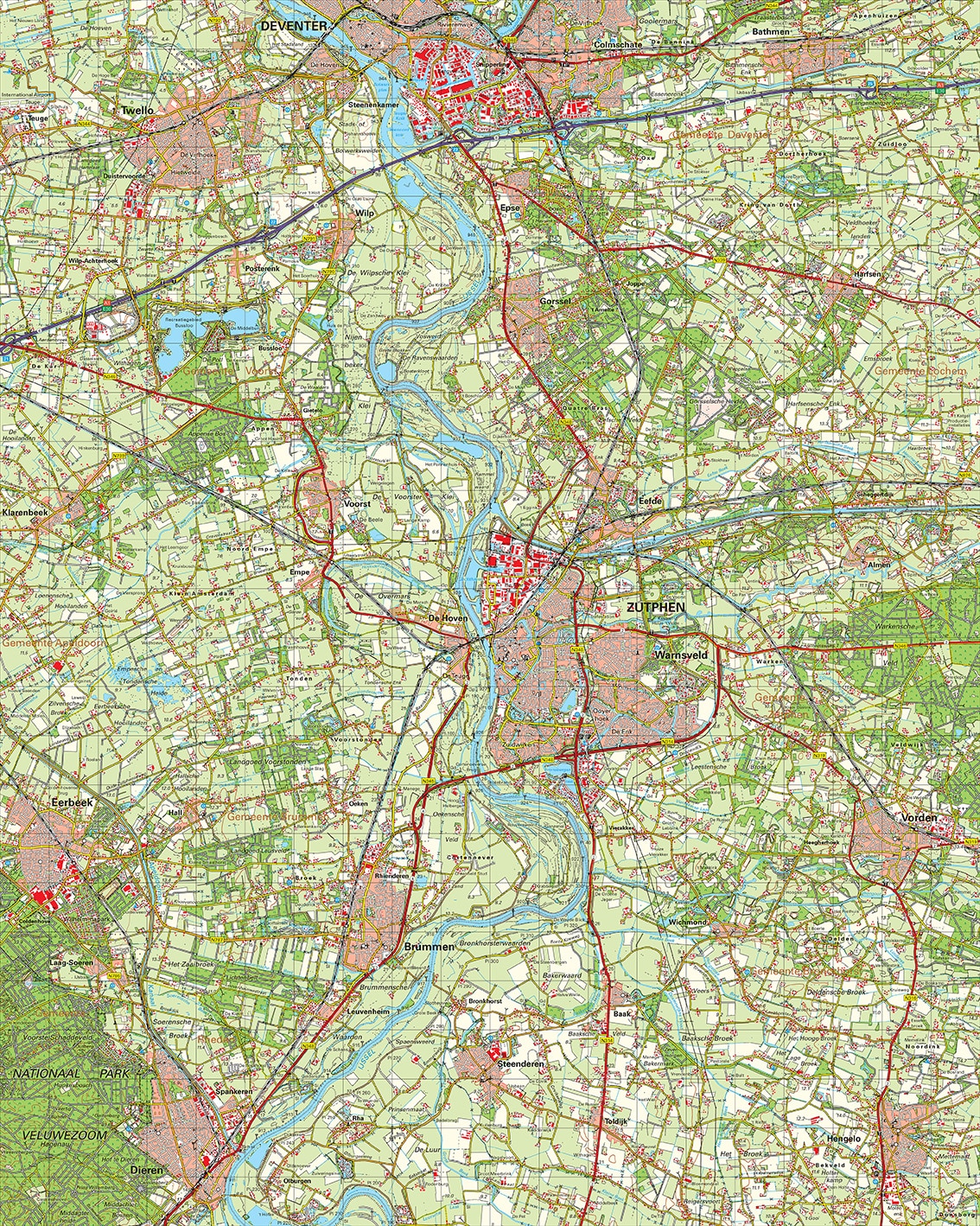 Topografische kaart 33O Zutphen digitaal