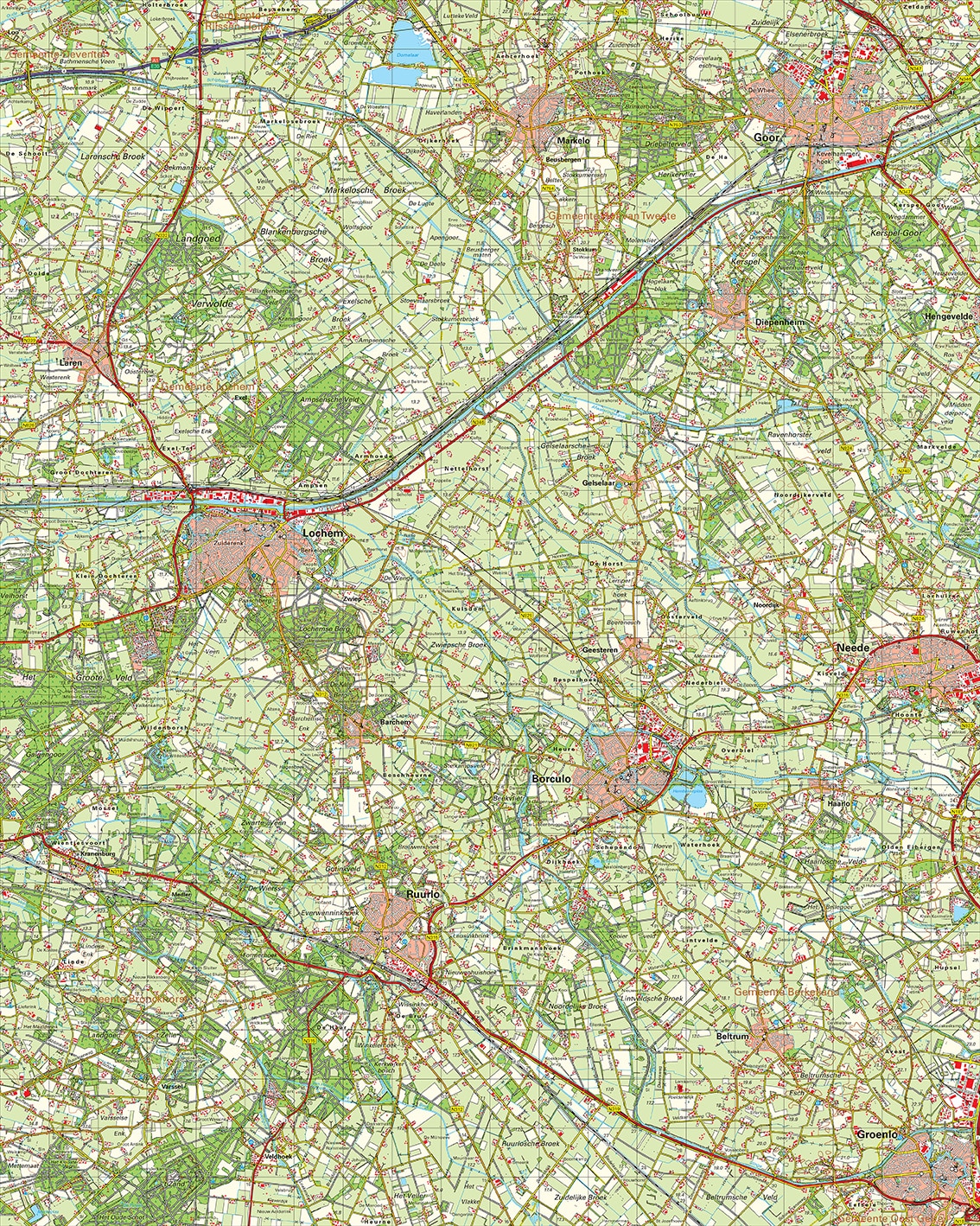 Topografische kaart 34W Lochem digitaal