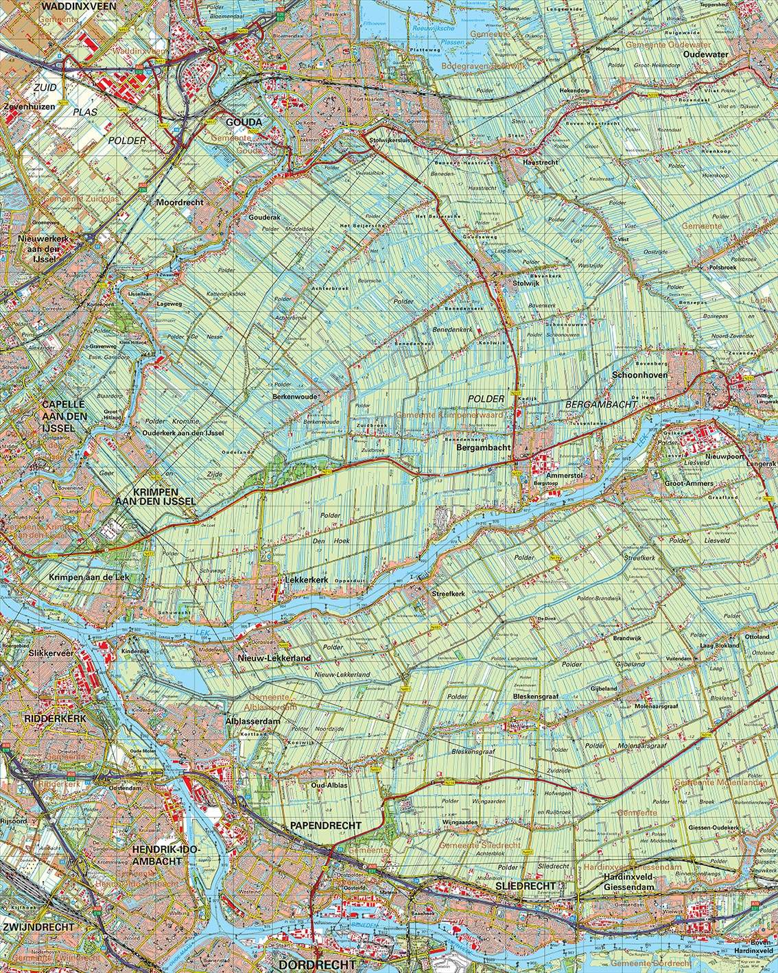 Topografische kaart 38W Bergambacht digitaal