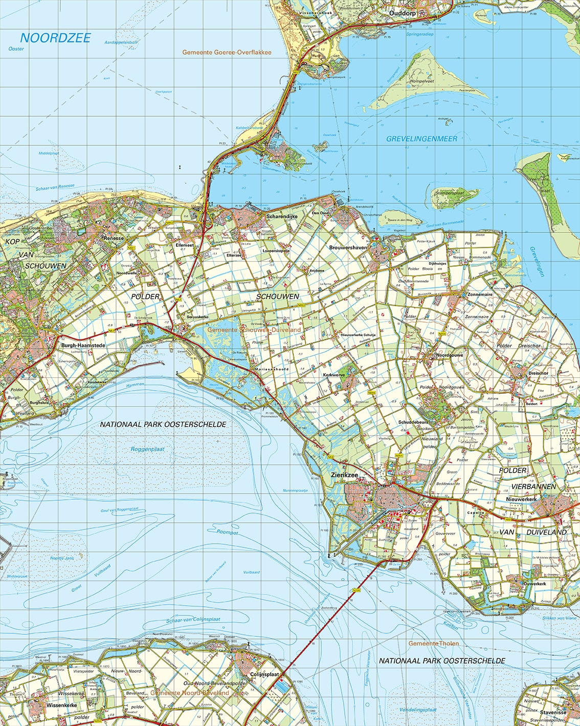 Topografische kaart 42O Zierikzee digitaal