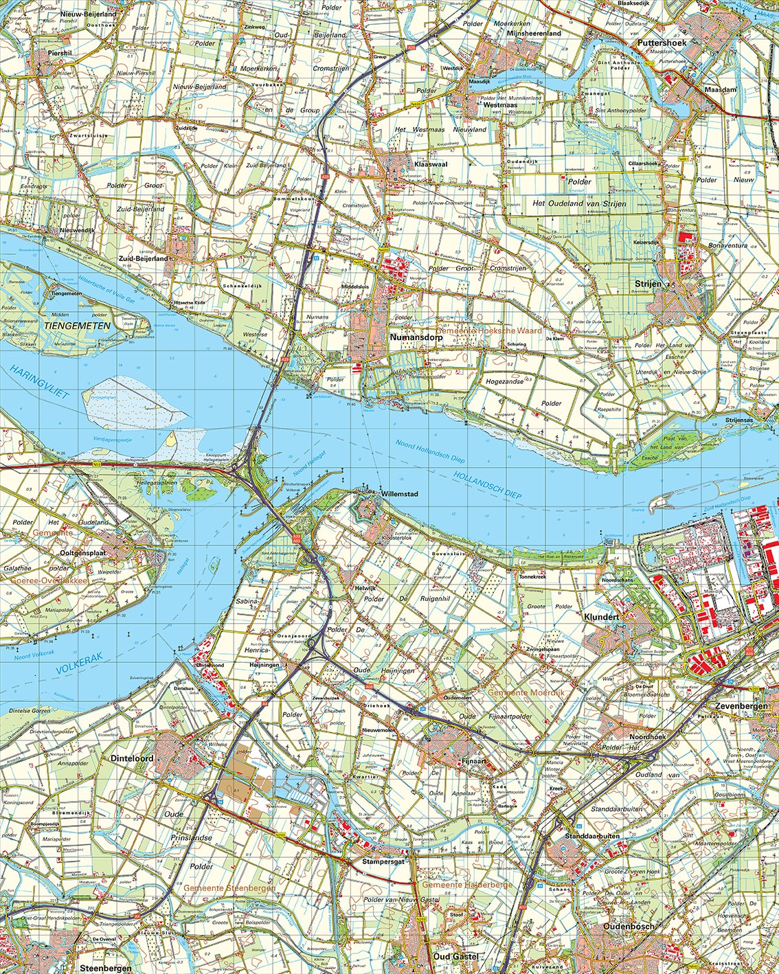 Topografische kaart 43O Willemstad digitaal