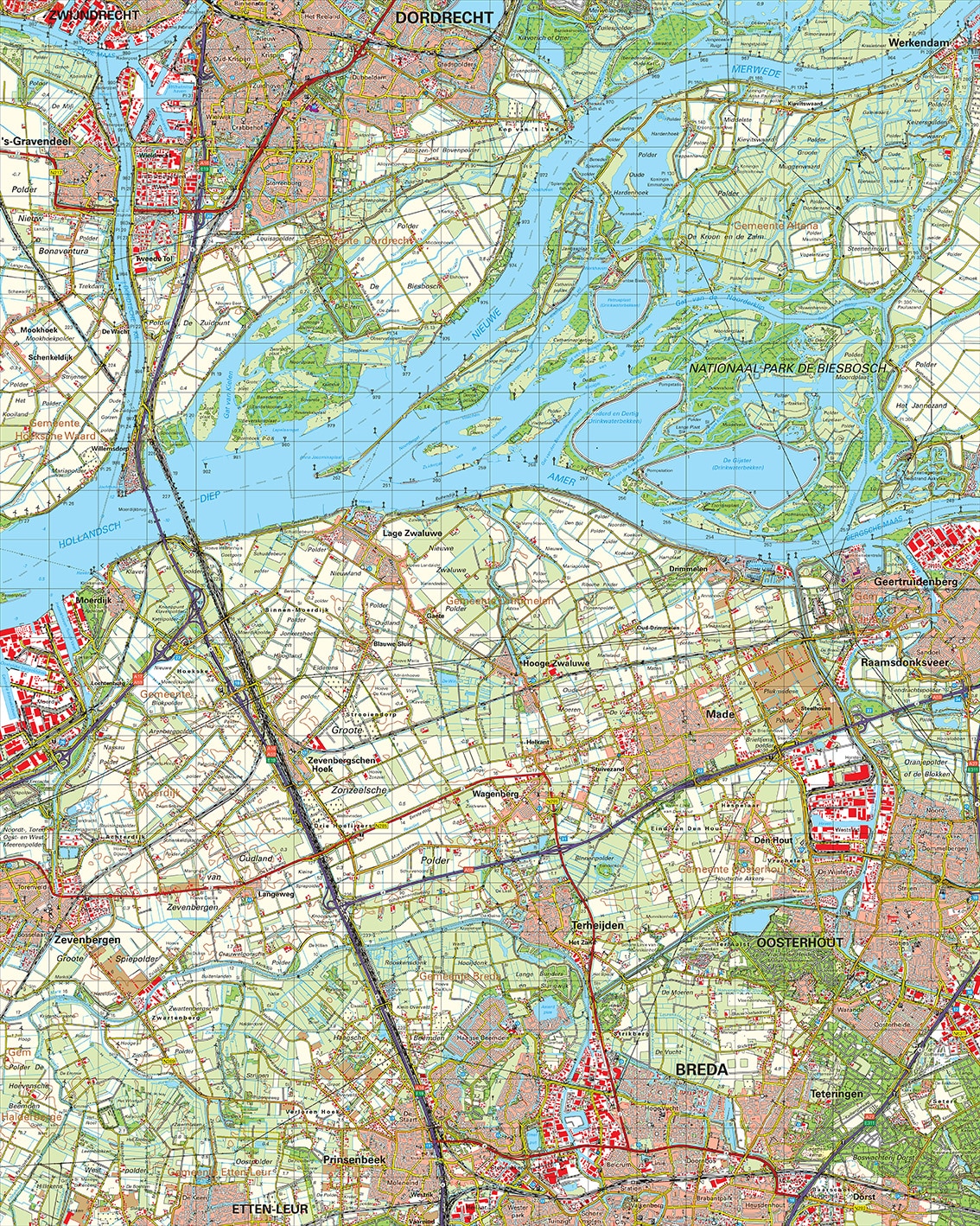 Topografische kaart 44W Oosterhout digitaal