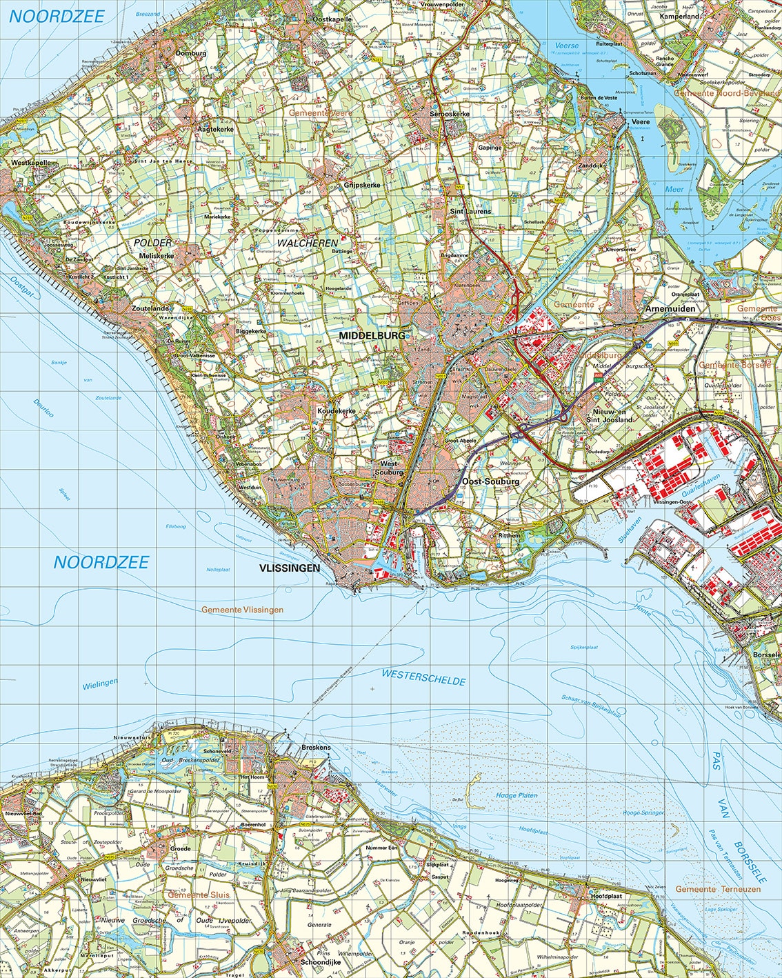 Topografische kaart 48W Middelburg digitaal