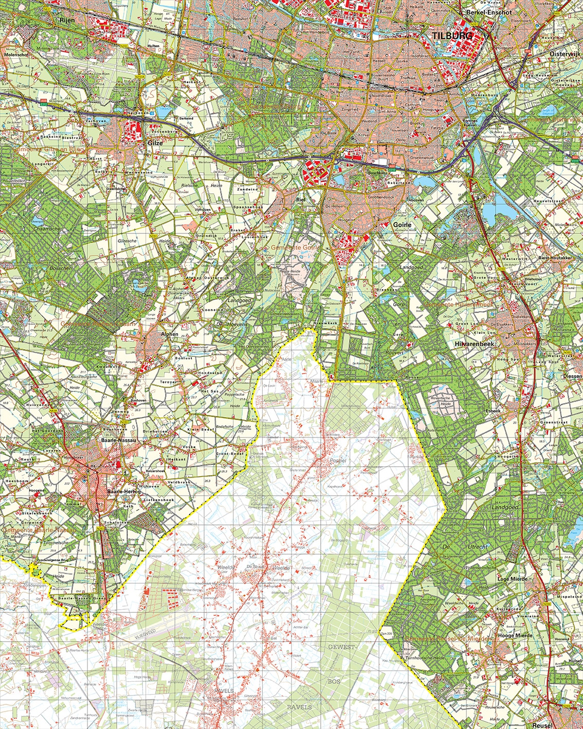 Topografische kaart 50O Tilburg digitaal