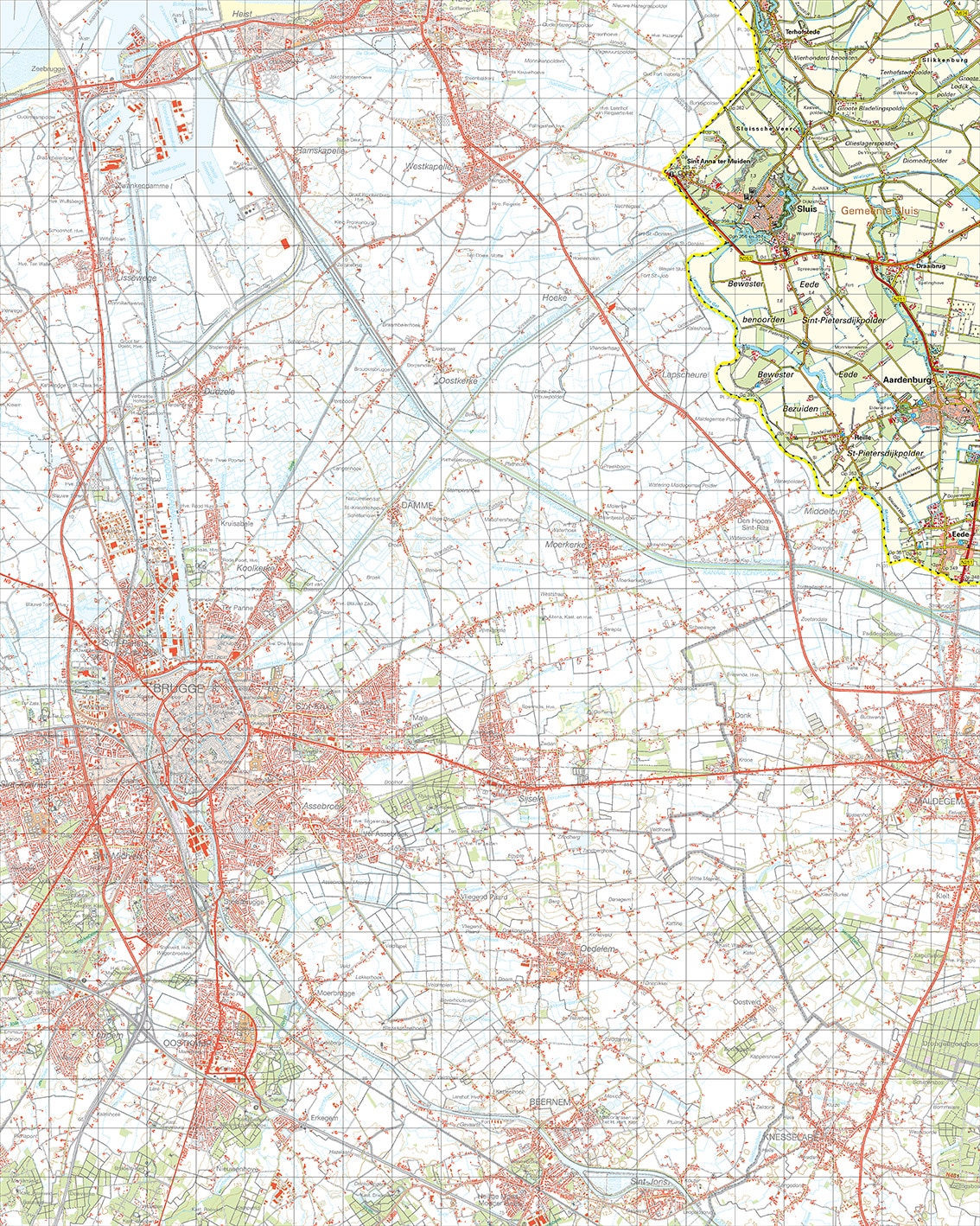 Topografische kaart 53O Sluis digitaal