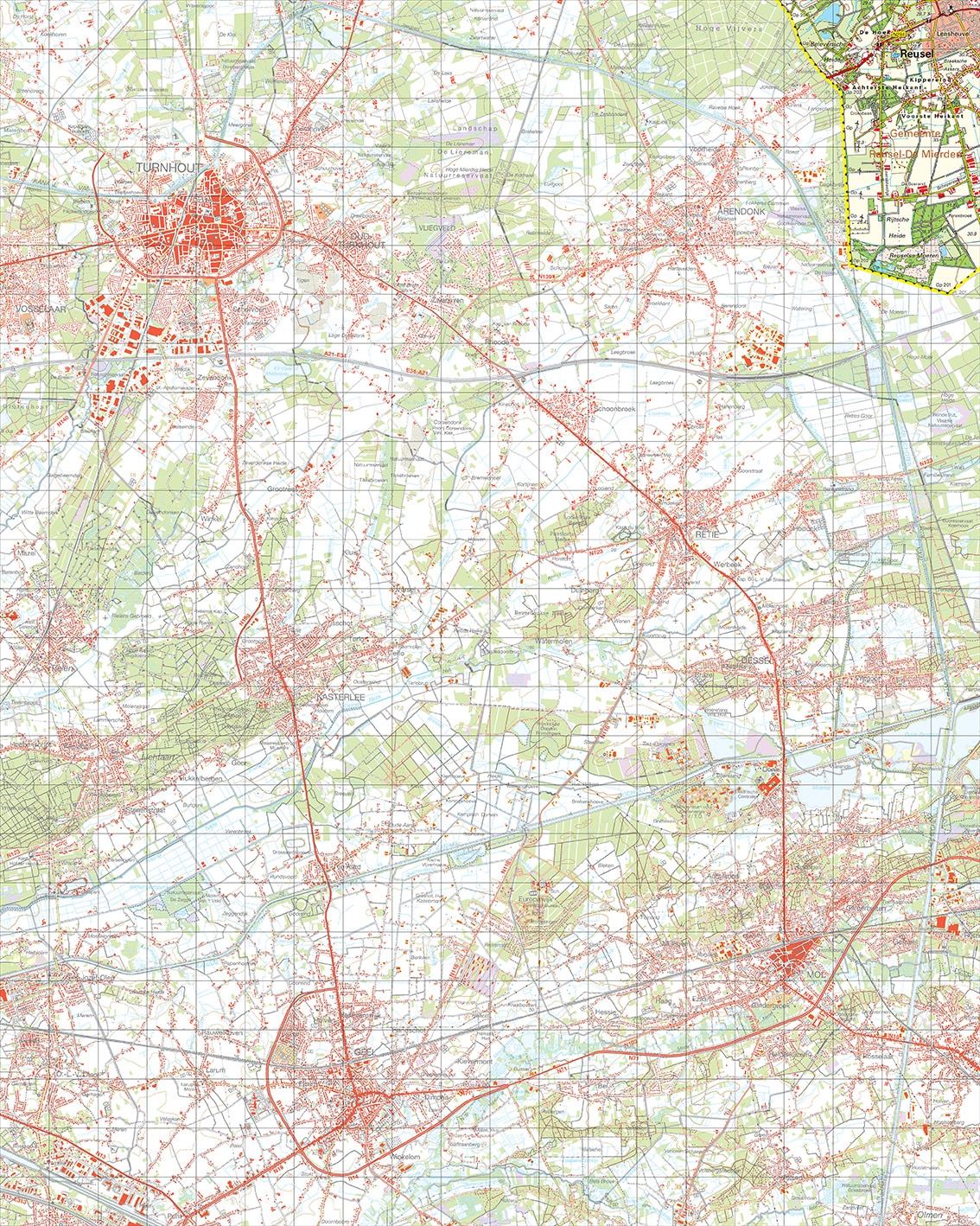 Topografische kaart 56O Reusel digitaal