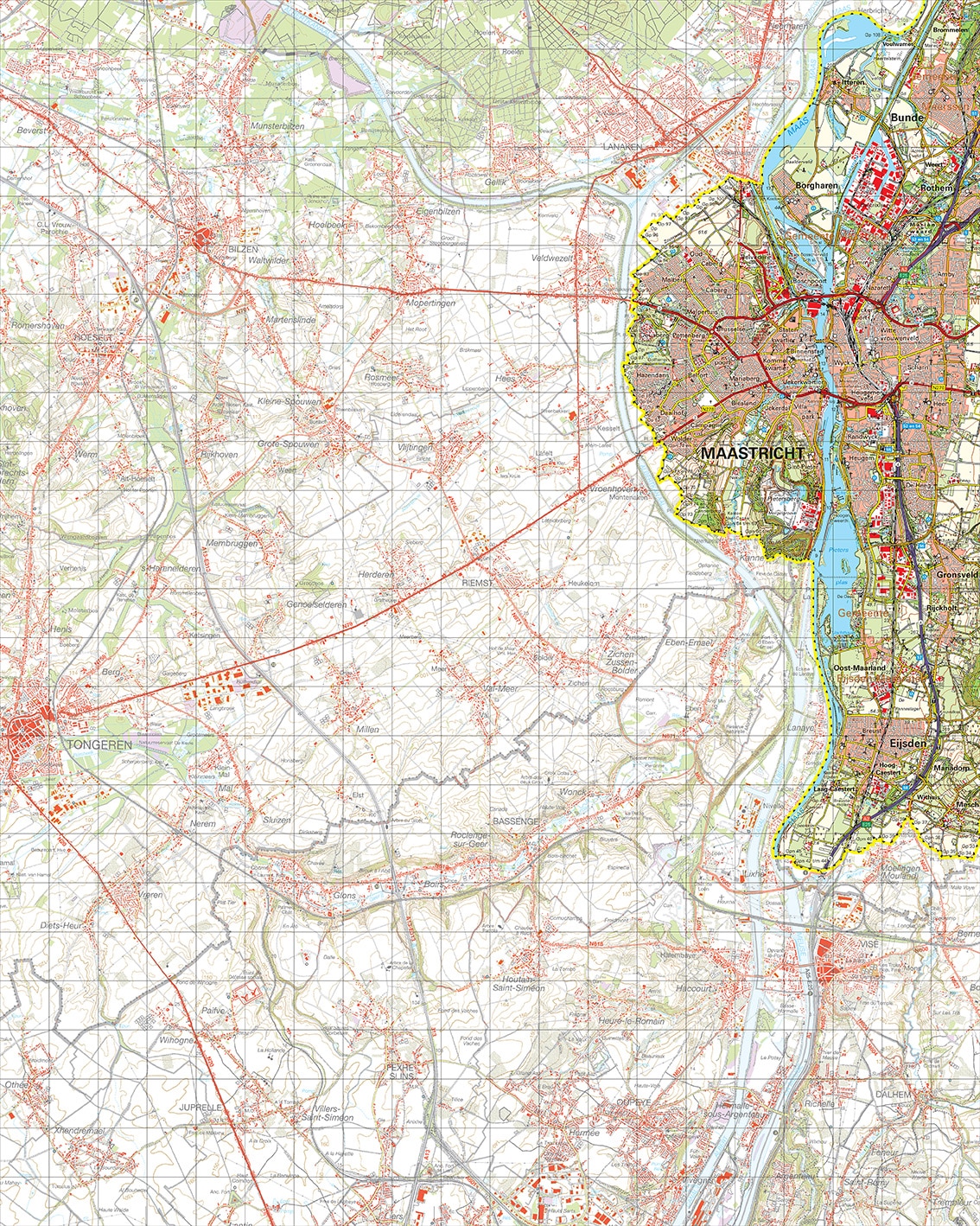 Topografische kaart 61O Maastricht digitaal
